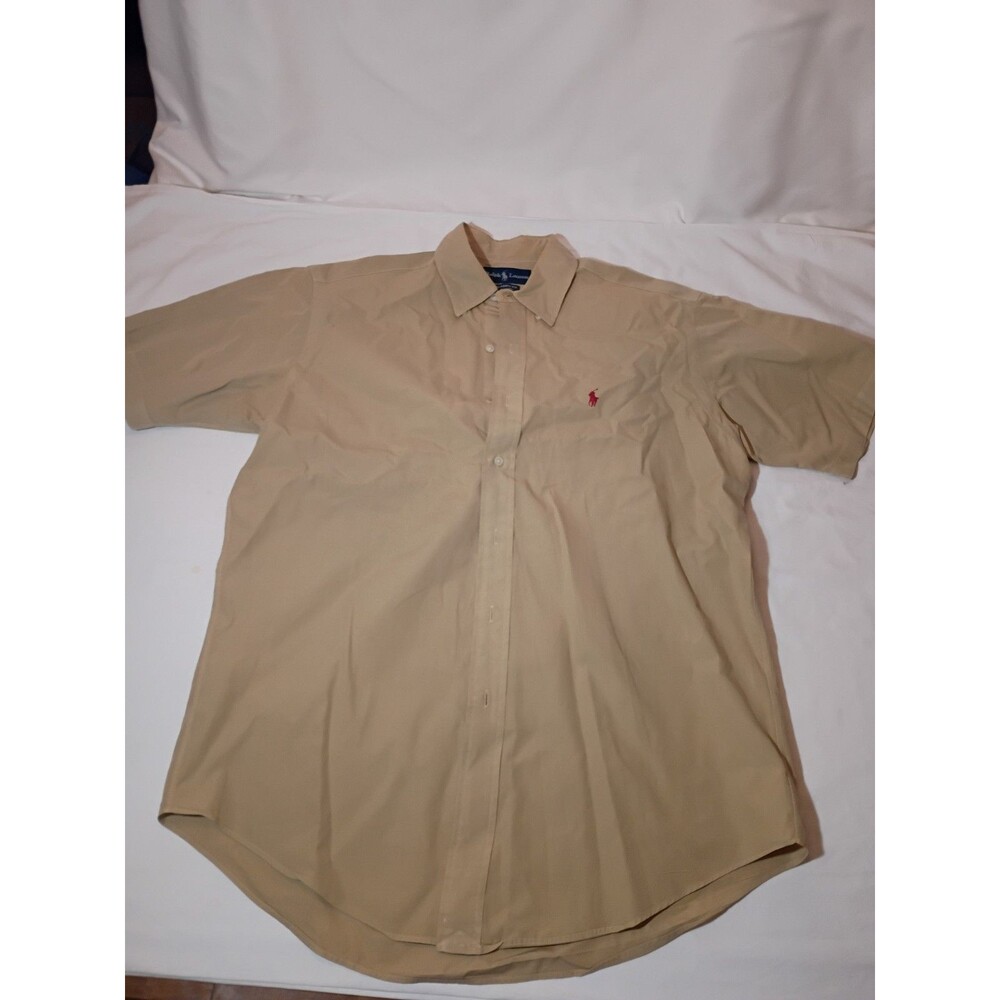 Ralph Lauren Shirt Mens XL Yellow Cassic Fit Button Down Short Sleeve Preppy